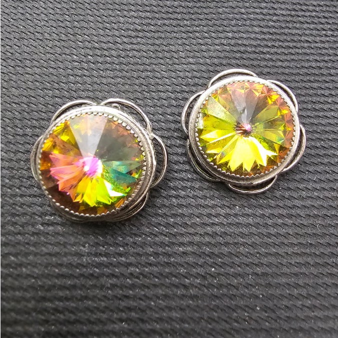 Whiting Davis Vintage Vip Rivoli Swarovski Silver Earrings 120$